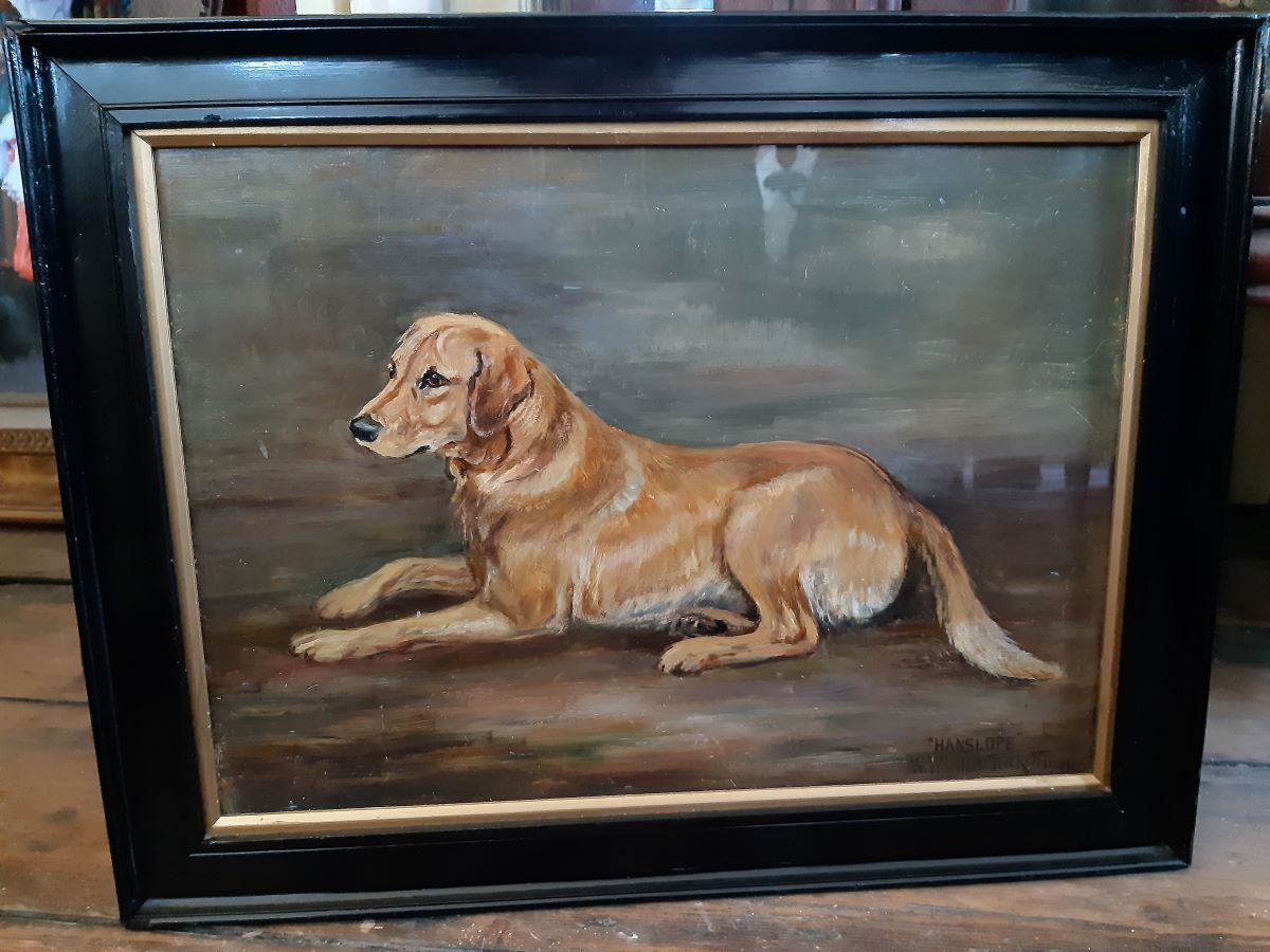 W Wasdell Tricket (1866-1939), Oil On Canvas 'Golden Labrador'